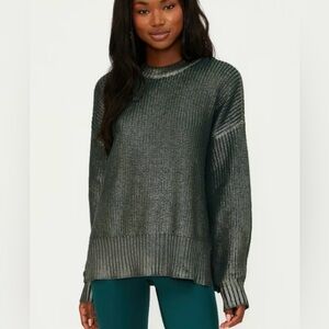 BEACH RIOT Women's Metallic Green Sweater